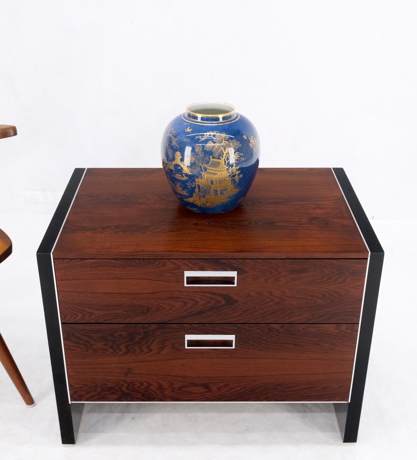EstablishedLines Mid Century Modern Rosewood Two Drawers End Table NightStand by John Stuart MINT