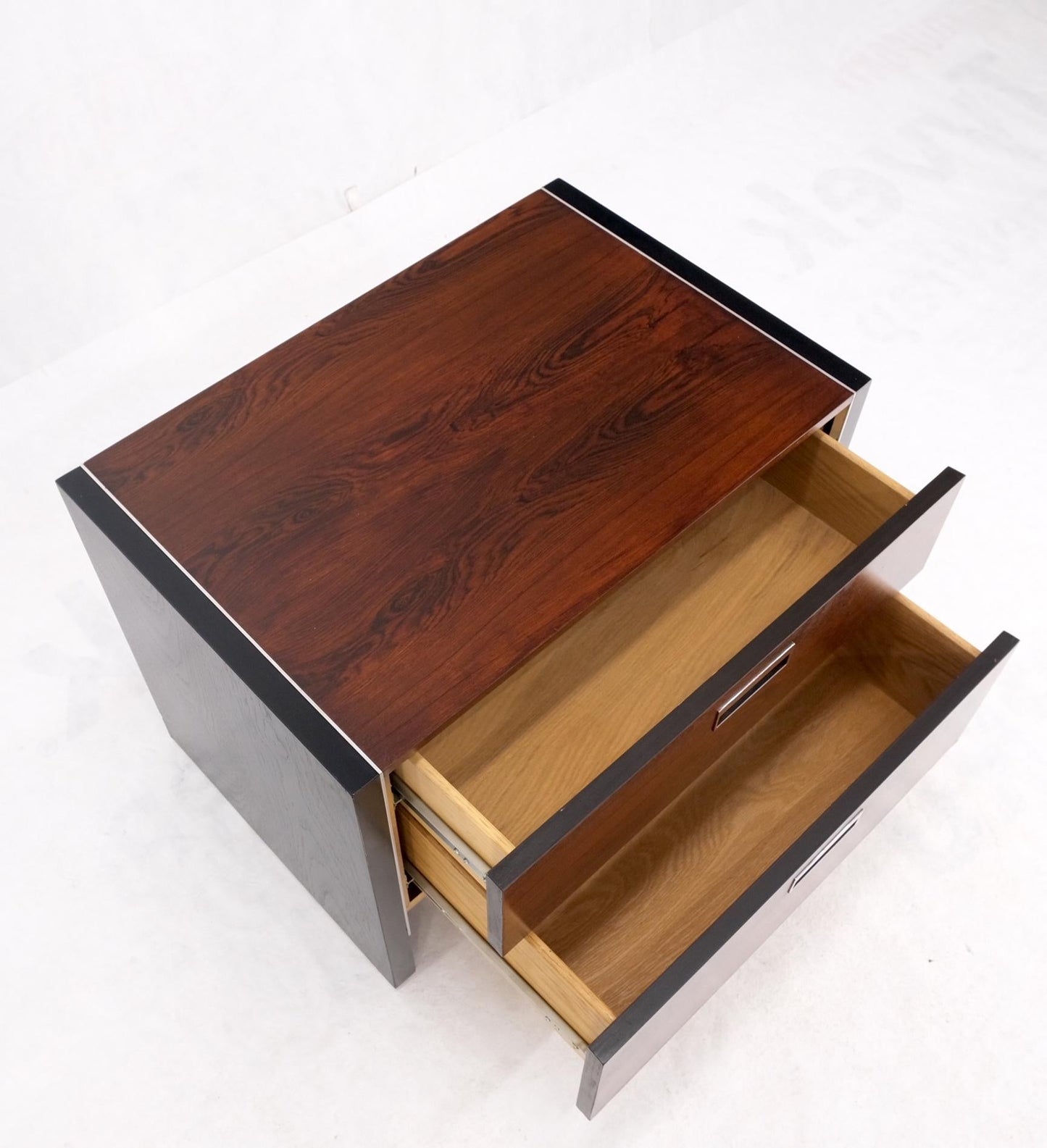 EstablishedLines Mid Century Modern Rosewood Two Drawers End Table NightStand by John Stuart MINT