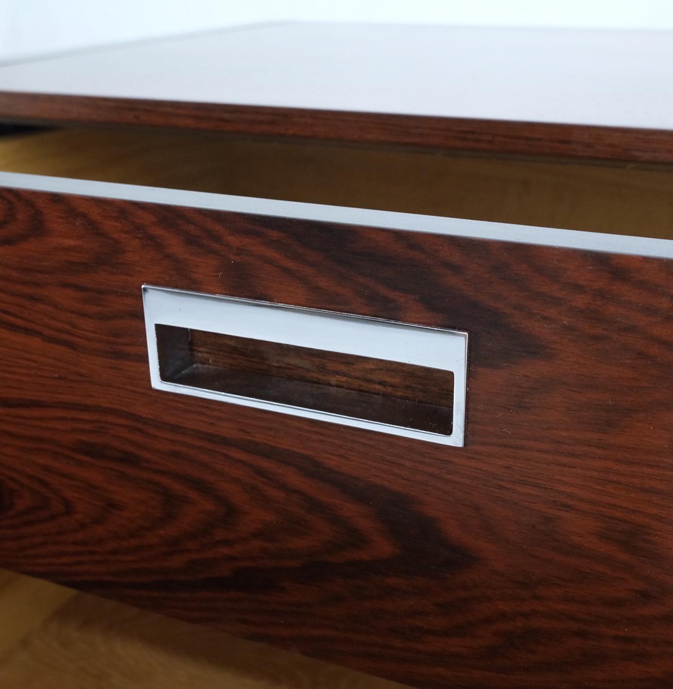 EstablishedLines Mid Century Modern Rosewood Two Drawers End Table NightStand by John Stuart MINT