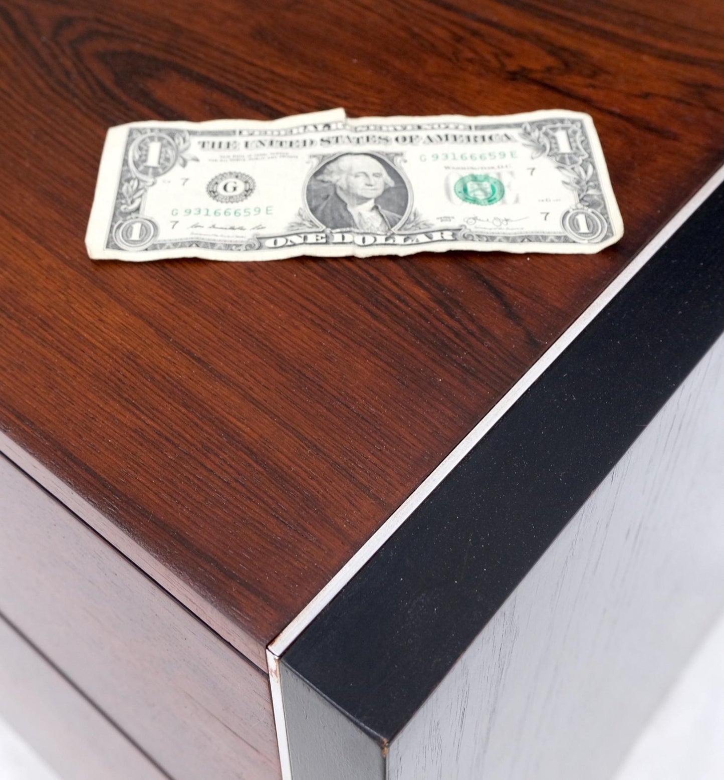 EstablishedLines Mid Century Modern Rosewood Two Drawers End Table NightStand by John Stuart MINT