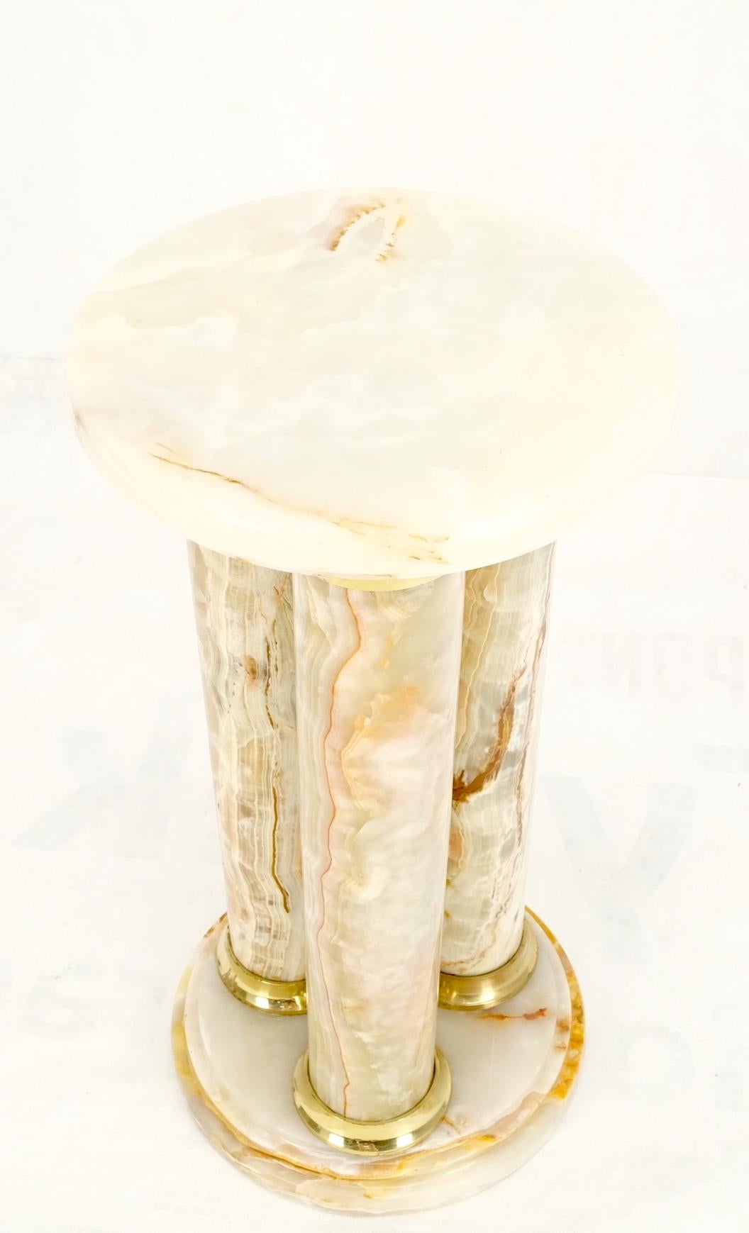 EstablishedLines Mid-Century Modern Onyx Tripple Cylinder Base Side Table Stand Pedestal Table