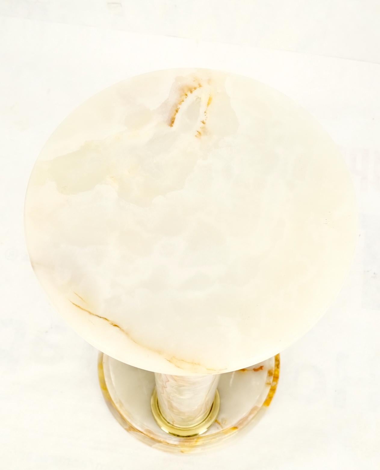 EstablishedLines Mid-Century Modern Onyx Tripple Cylinder Base Side Table Stand Pedestal Table