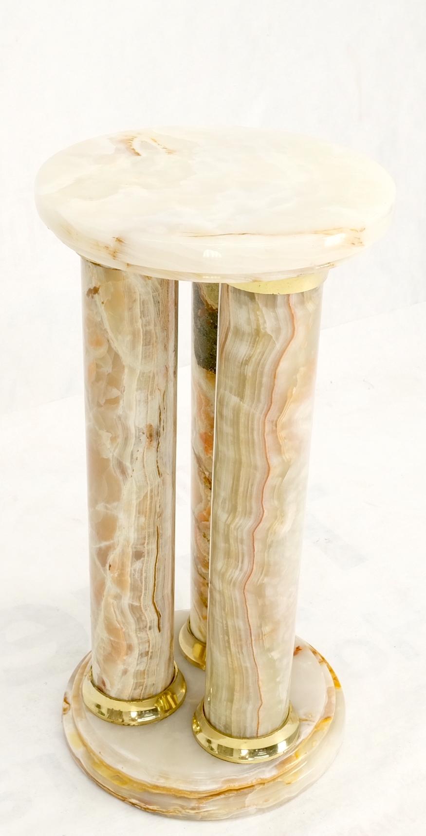 EstablishedLines Mid-Century Modern Onyx Tripple Cylinder Base Side Table Stand Pedestal Table