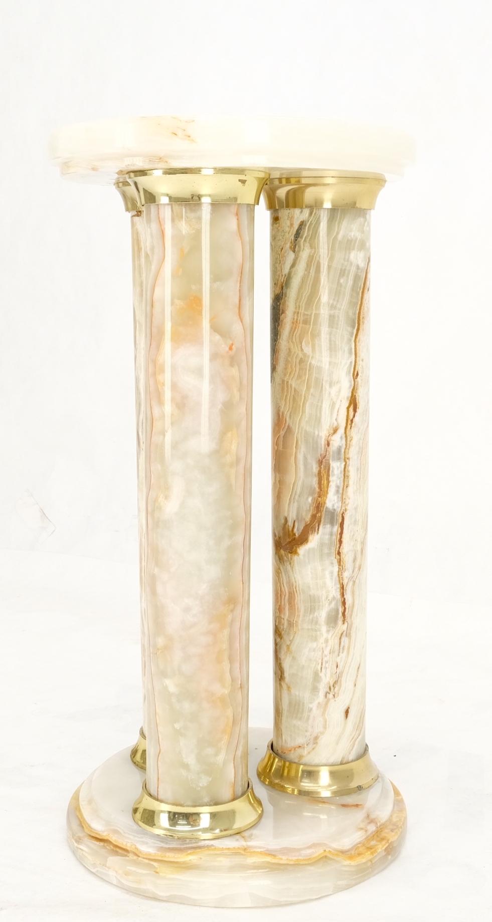 EstablishedLines Mid-Century Modern Onyx Tripple Cylinder Base Side Table Stand Pedestal Table