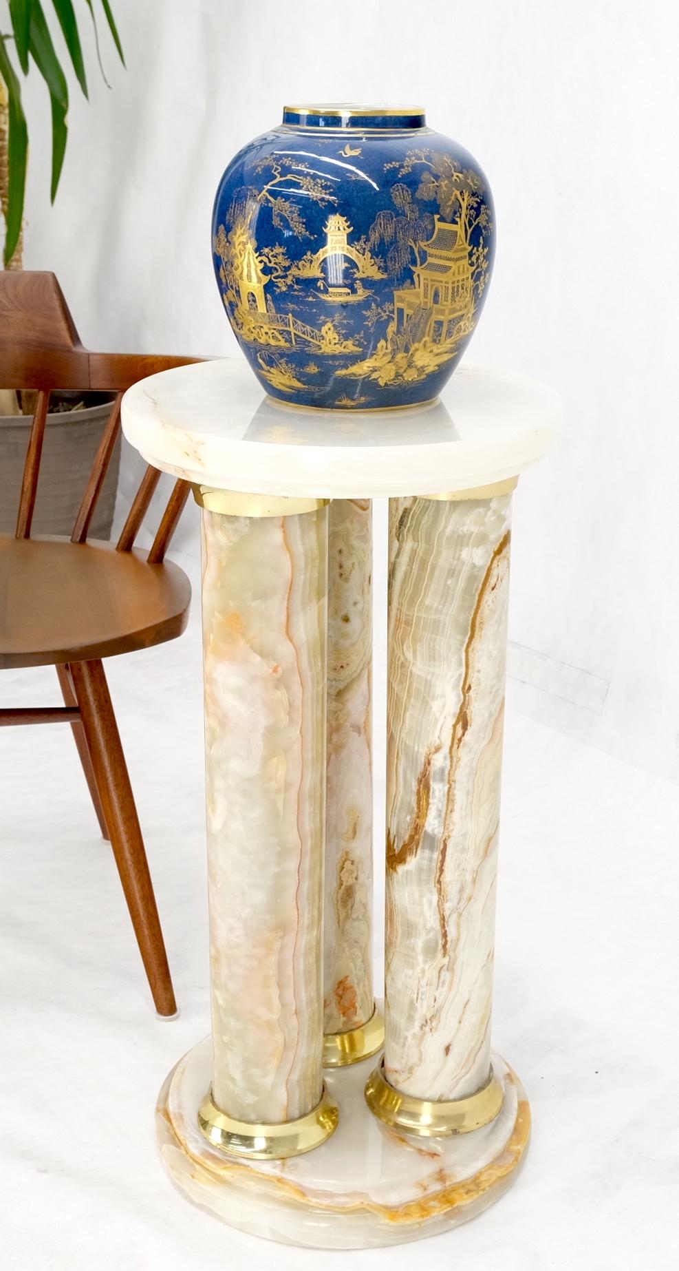 EstablishedLines Mid-Century Modern Onyx Tripple Cylinder Base Side Table Stand Pedestal Table