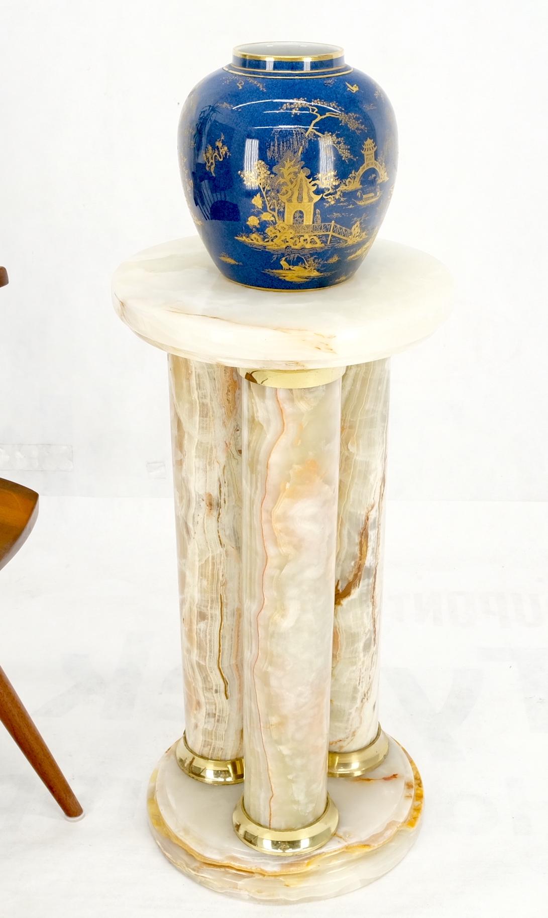 EstablishedLines Mid-Century Modern Onyx Tripple Cylinder Base Side Table Stand Pedestal Table