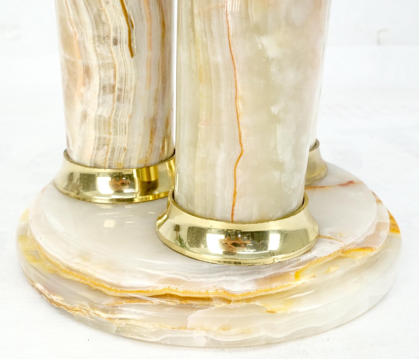 EstablishedLines Mid-Century Modern Onyx Tripple Cylinder Base Side Table Stand Pedestal Table