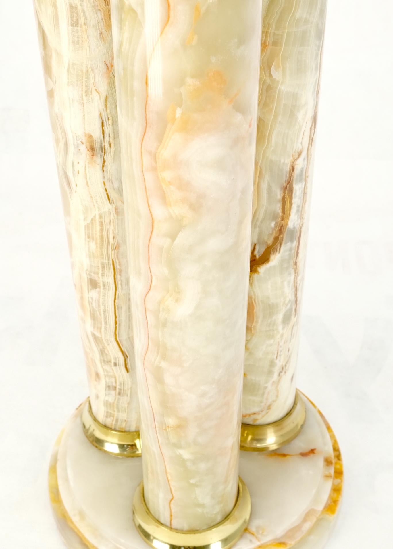 EstablishedLines Mid-Century Modern Onyx Tripple Cylinder Base Side Table Stand Pedestal Table