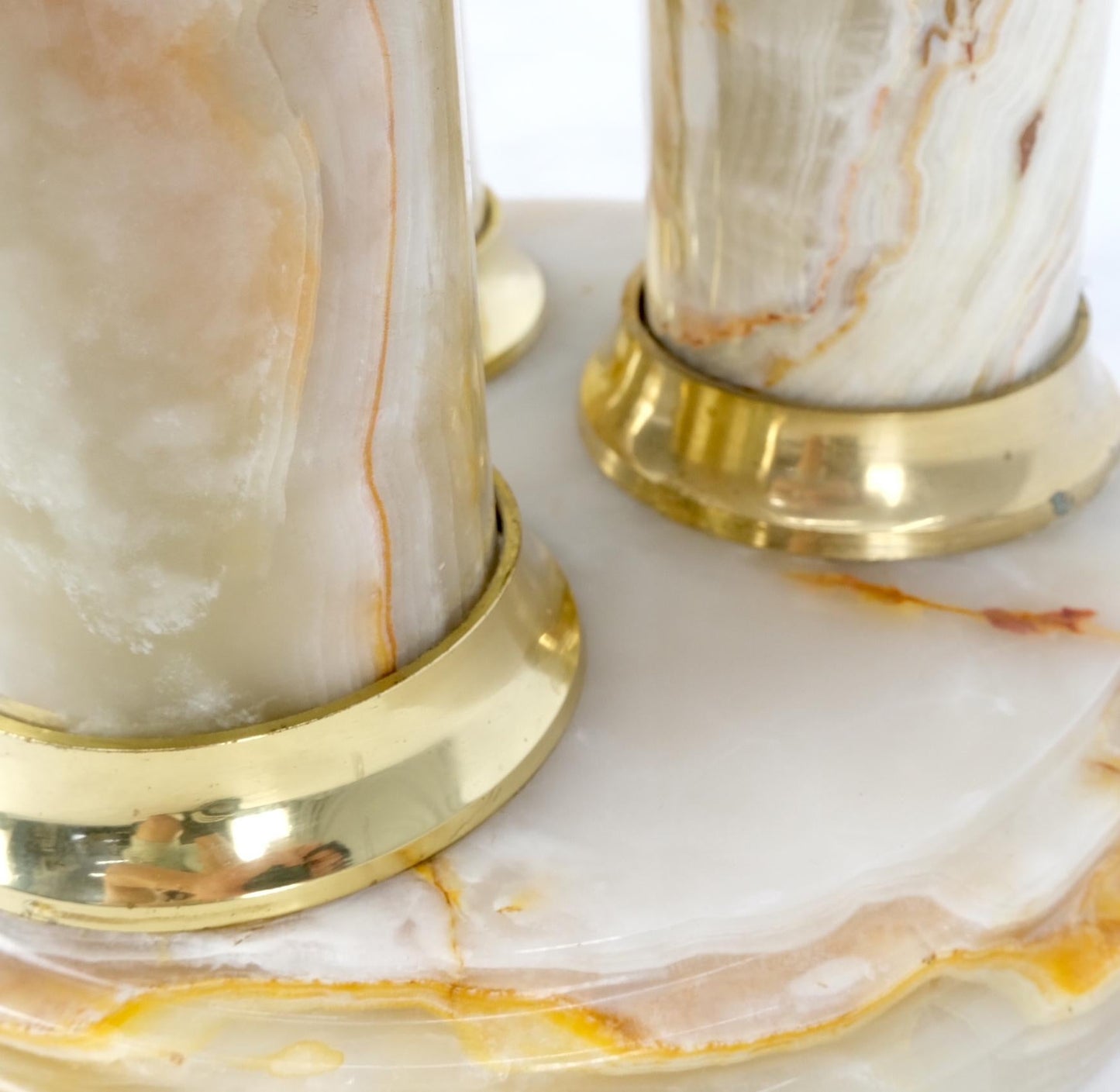 EstablishedLines Mid-Century Modern Onyx Tripple Cylinder Base Side Table Stand Pedestal Table