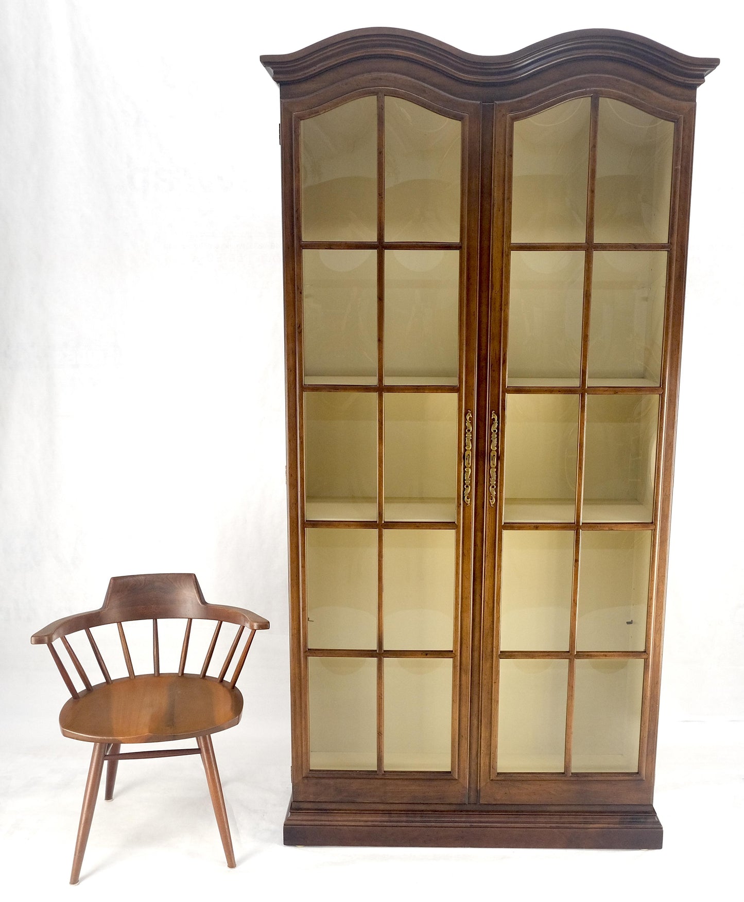 EstablishedLines 7' Tall Bubble Glass Double Doors Adjustable Shelves Bookcase Display Cabinet