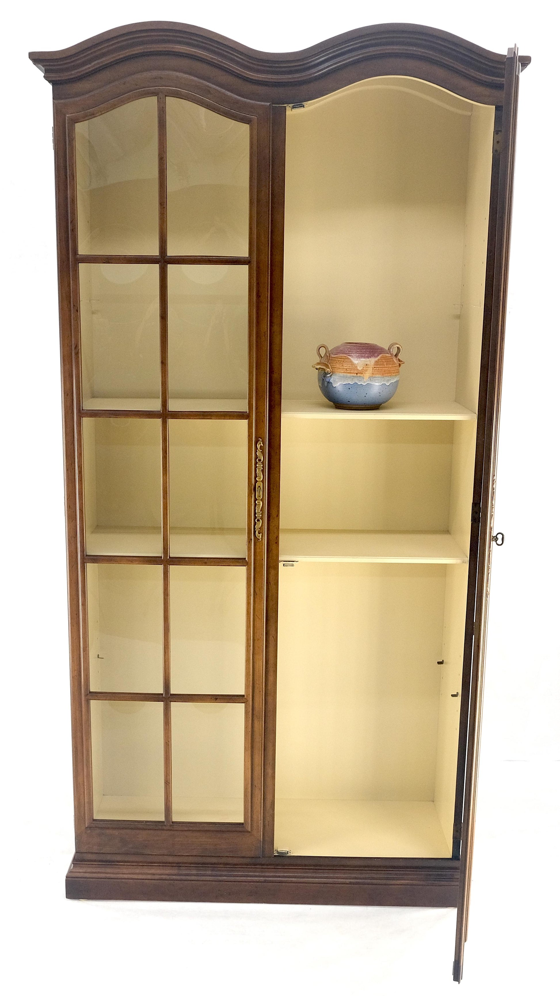 EstablishedLines 7' Tall Bubble Glass Double Doors Adjustable Shelves Bookcase Display Cabinet