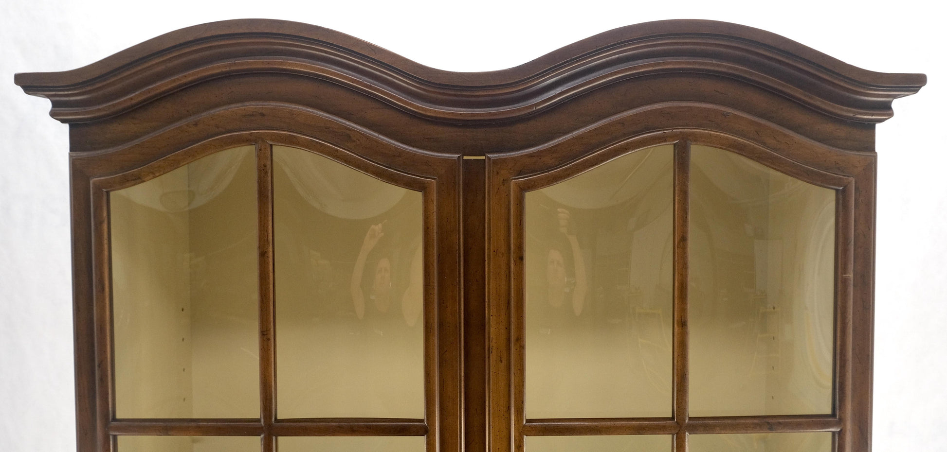 EstablishedLines 7' Tall Bubble Glass Double Doors Adjustable Shelves Bookcase Display Cabinet