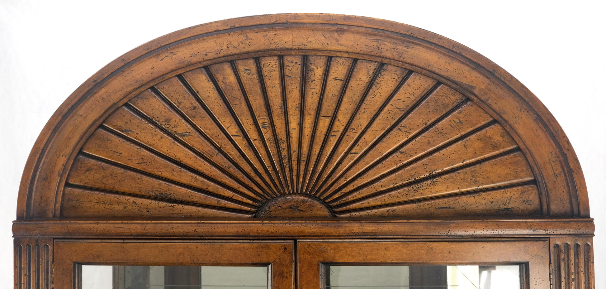 EstablishedLines Henredon Sunrise Dome Shape 2 Glass Door Lighted Shelves Curio Display Cabinet