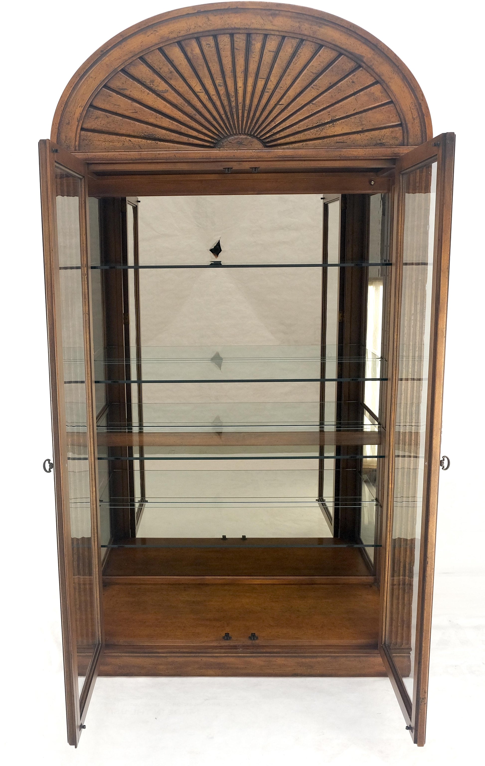 EstablishedLines Henredon Sunrise Dome Shape 2 Glass Door Lighted Shelves Curio Display Cabinet
