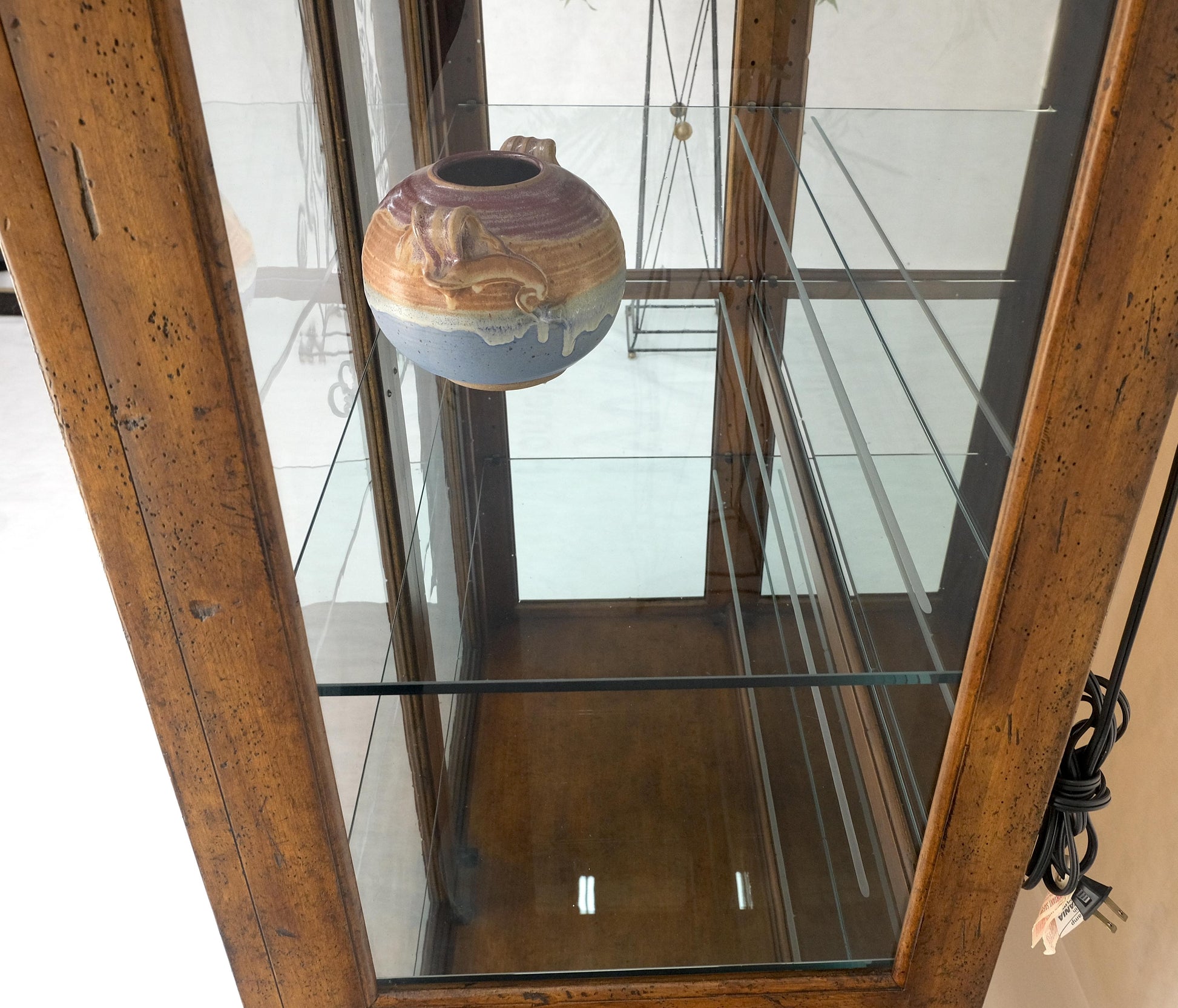 EstablishedLines Henredon Sunrise Dome Shape 2 Glass Door Lighted Shelves Curio Display Cabinet