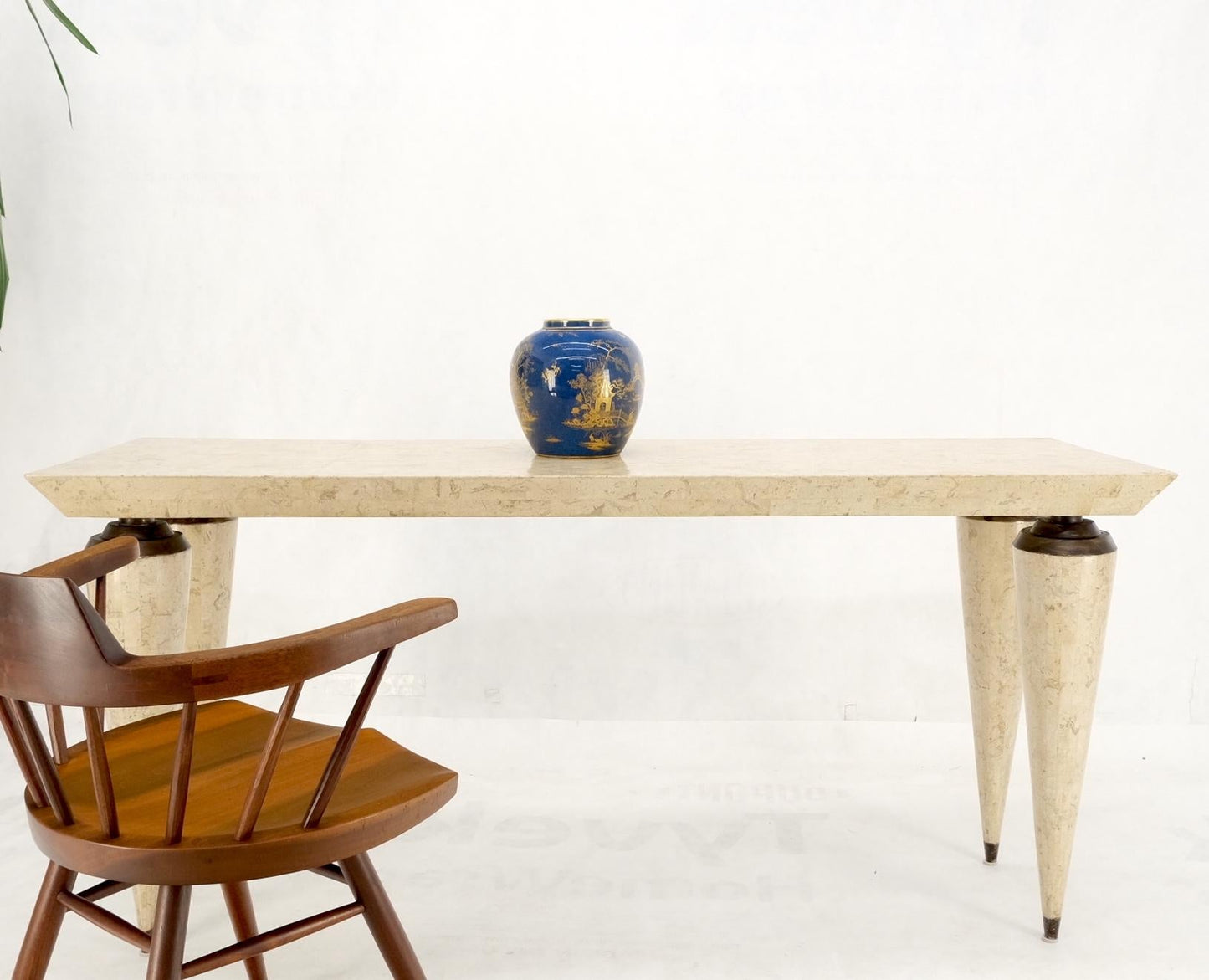 EstablishedLines Mid-Century Modern Tessellated Stone Rectangle Console Sofa Table