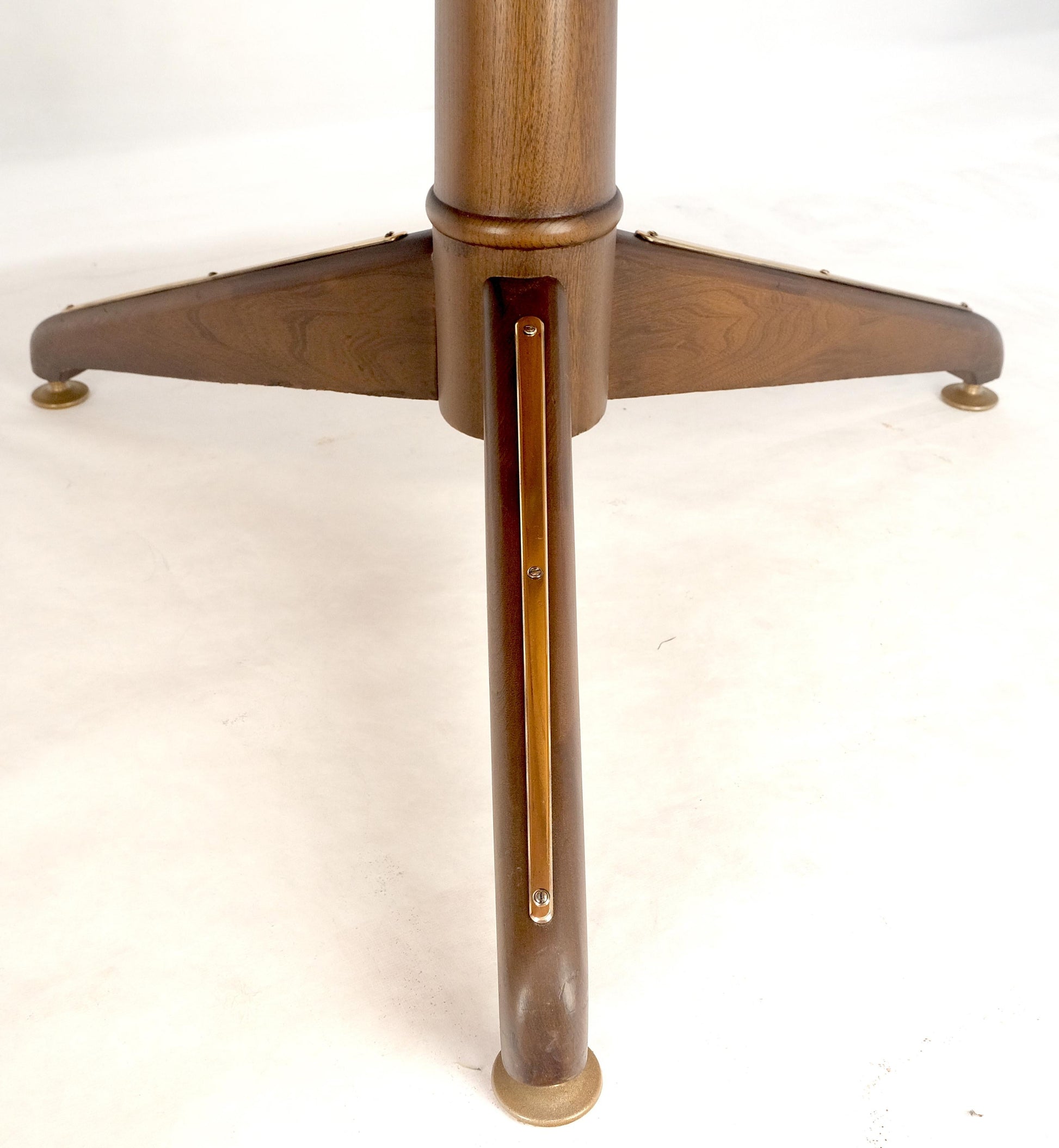 EstablishedLines Walnut Boat Shape Double Tripod Bases One Extension Leaf Board Dining Table MINT