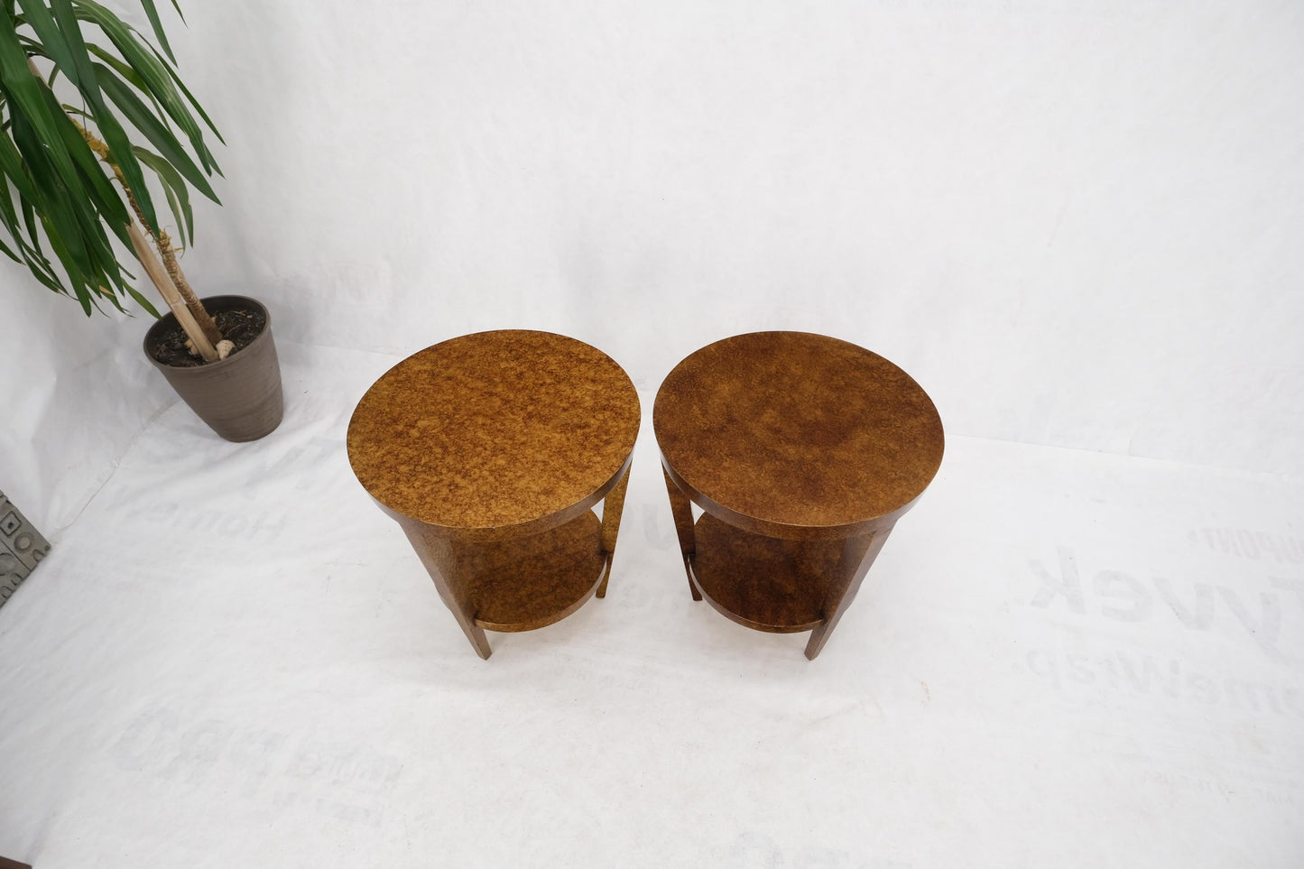 EstablishedLines Baker Burl Wood Square One Drawer Cabriole Leg Side End Table Gallery Top