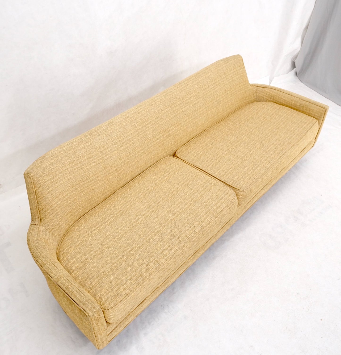 EstablishedLines Mid-Century Modern Gondola Style Sofa Pearsall Attributed Oatmeal Upholstery