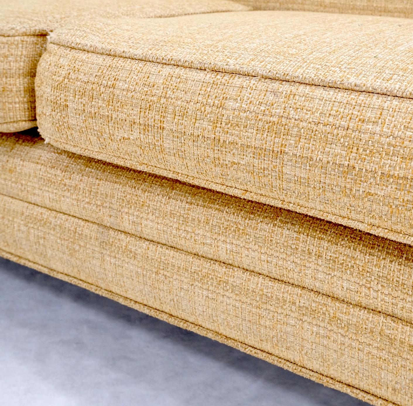 EstablishedLines Mid-Century Modern Gondola Style Sofa Pearsall Attributed Oatmeal Upholstery