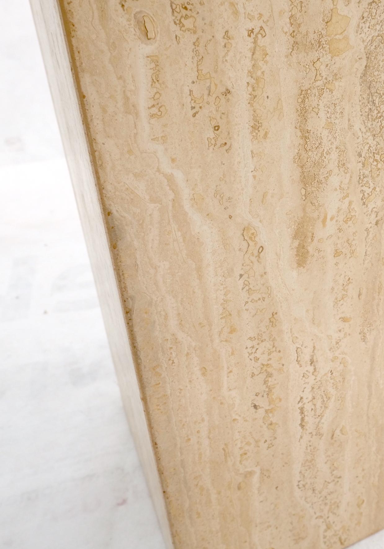 EstablishedLines Italian Single Travertine Pedestal Glass Top Dining Conference  Table