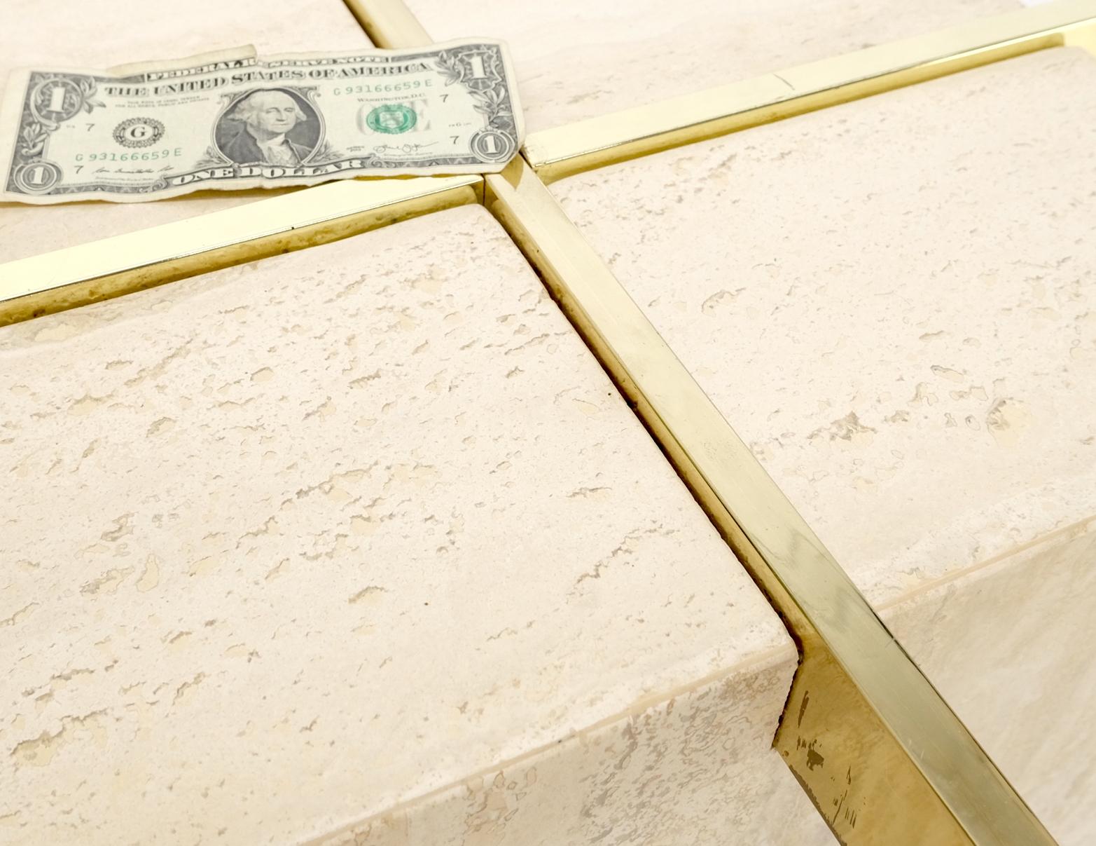 EstablishedLines Italian Single Travertine Pedestal Glass Top Dining Conference  Table