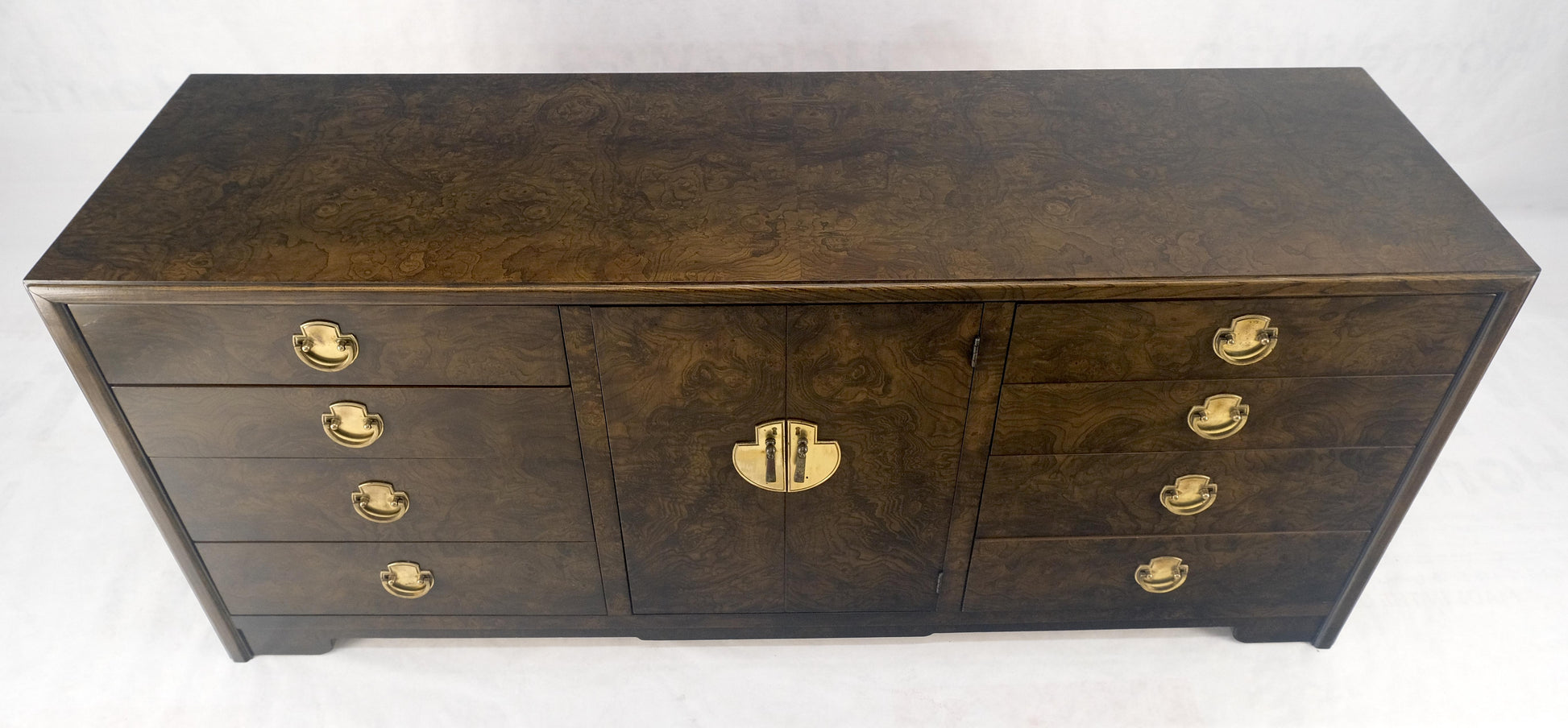 EstablishedLines Burl Wood Brass Hardware 2 Doors Compartment 68" Long Dresser Credenza MINT!