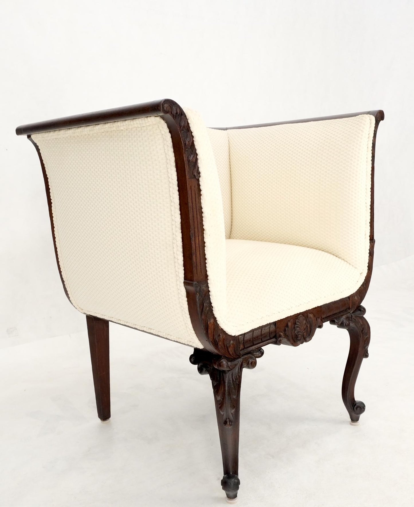 EstablishedLines Deep Arms Mahogany Carved Frame Lounge Fireside Chair