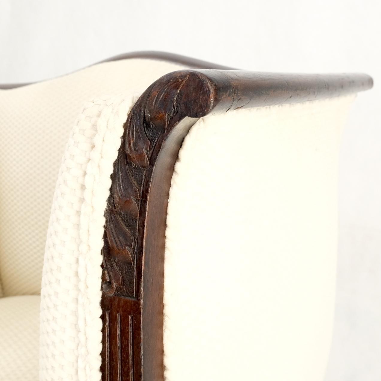 EstablishedLines Deep Arms Mahogany Carved Frame Lounge Fireside Chair