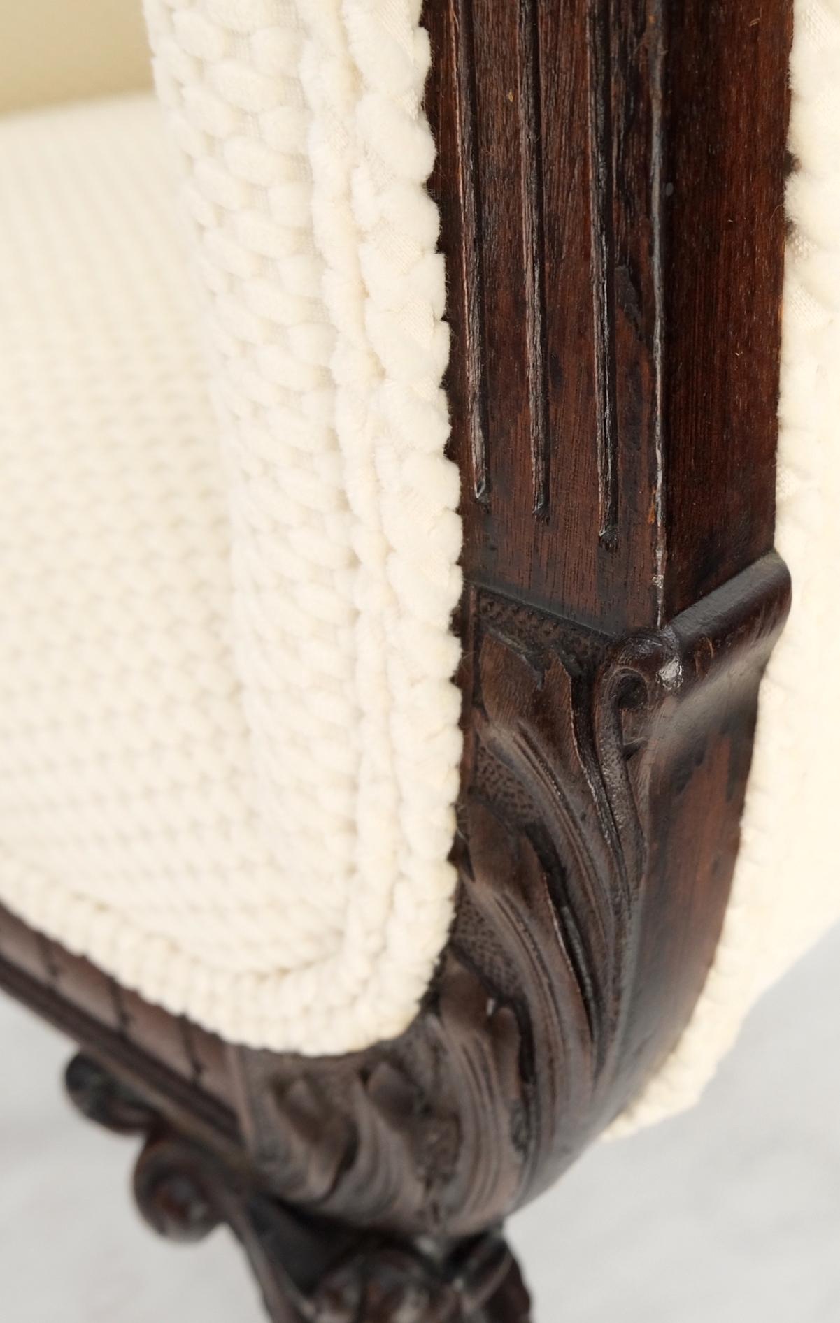 EstablishedLines Deep Arms Mahogany Carved Frame Lounge Fireside Chair