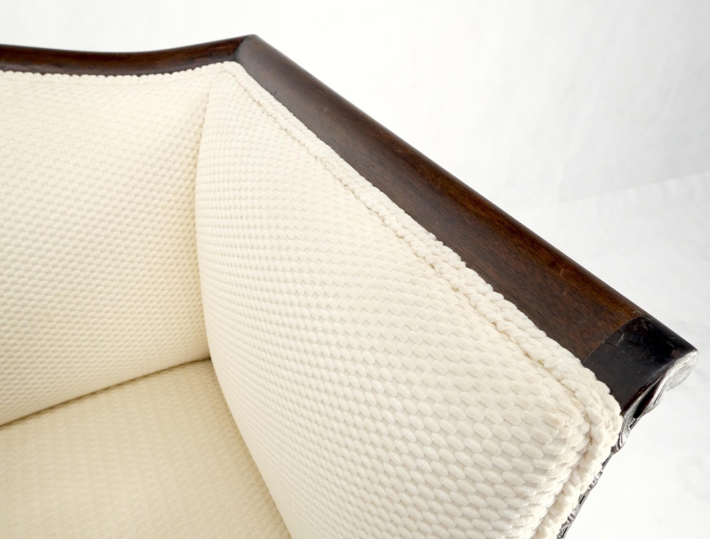 EstablishedLines Deep Arms Mahogany Carved Frame Lounge Fireside Chair