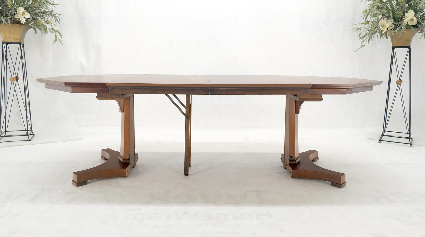 EstablishedLines Baker LIght Walnut Round Octagon Single Base Two Leaves Dining Room Table Mint!