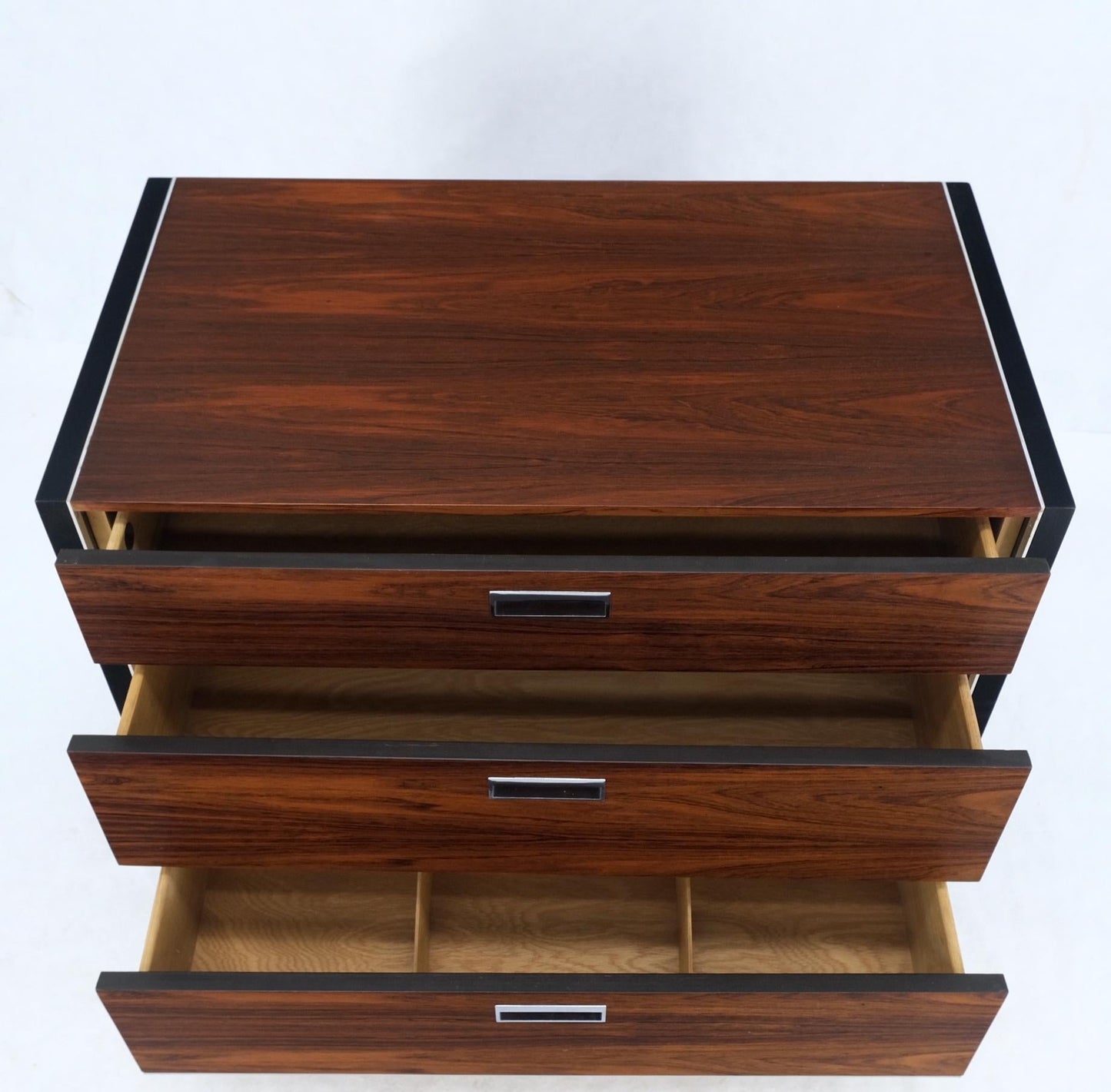 EstablishedLines John Stuart Three Drawer Rosewood Bachelor Chest Mid Century Console Stand Mint!