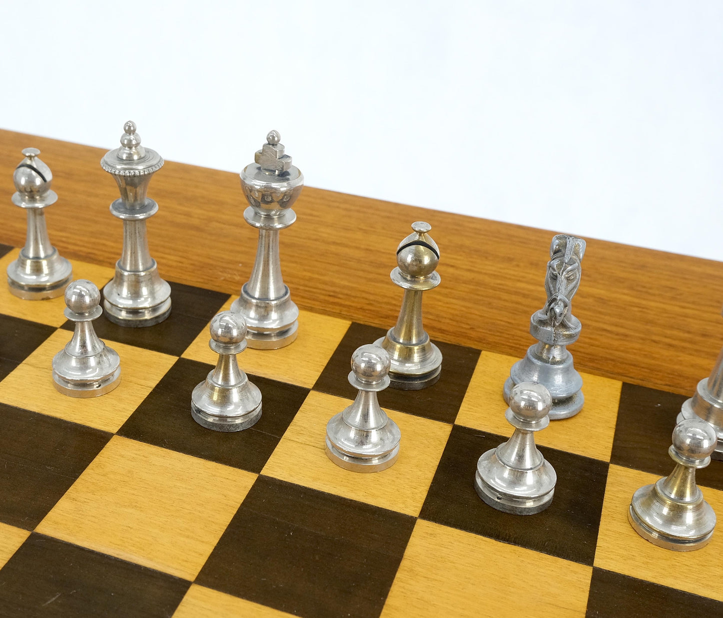 EstablishedLines Art Deco Single Pedestal Square Game Table Pull Out Trays Chess Board Set Mint!