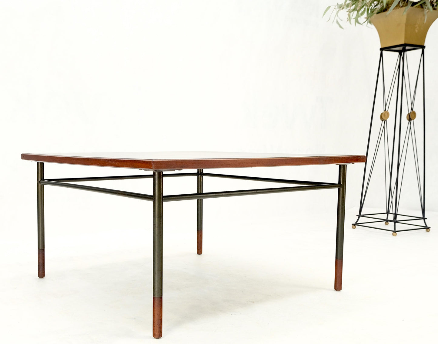 EstablishedLines Danish Mid-Century Modern Square Black Laminate and Teak Top Coffee Table MINT!