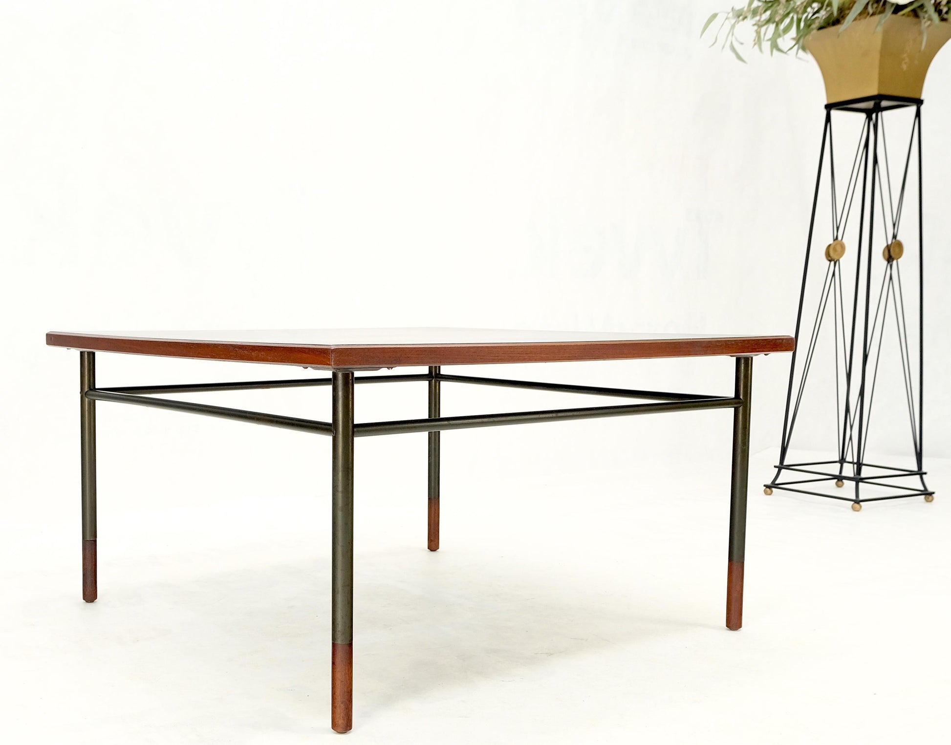 EstablishedLines Danish Mid-Century Modern Square Black Laminate and Teak Top Coffee Table MINT!