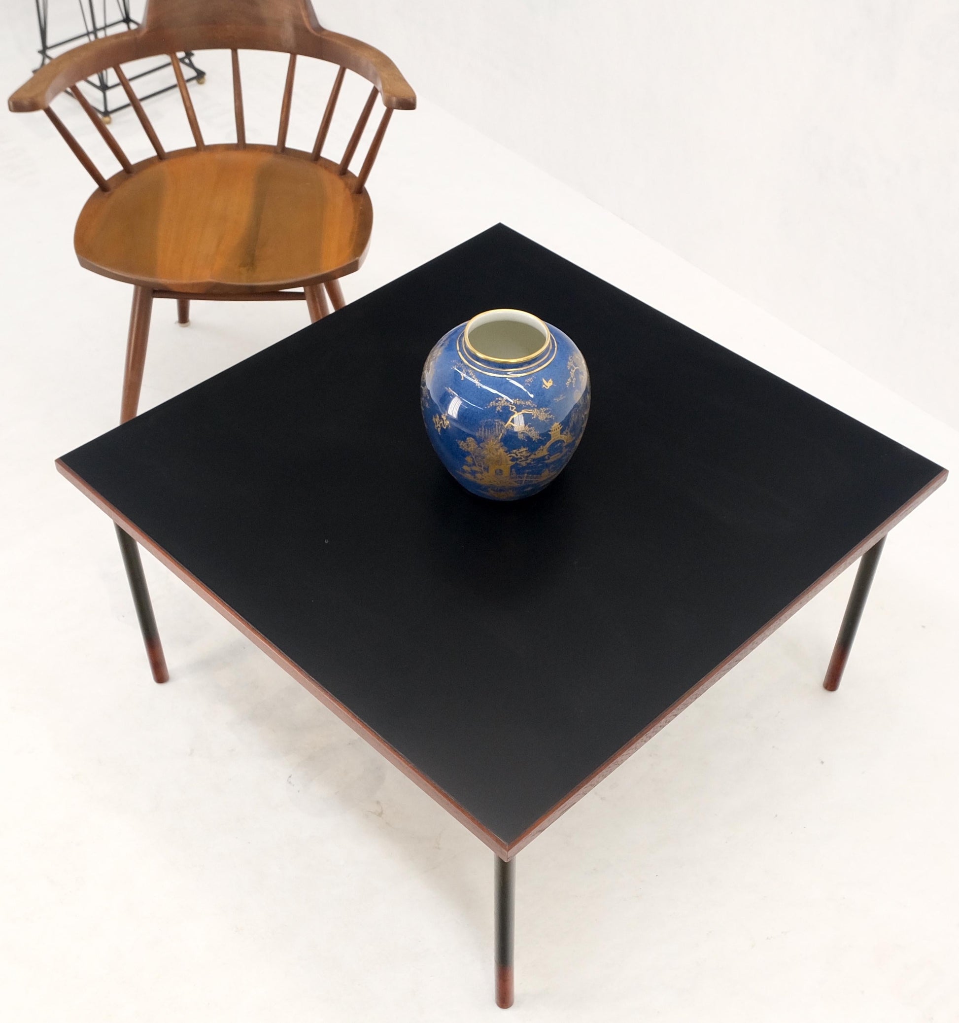 EstablishedLines Danish Mid-Century Modern Square Black Laminate and Teak Top Coffee Table MINT!