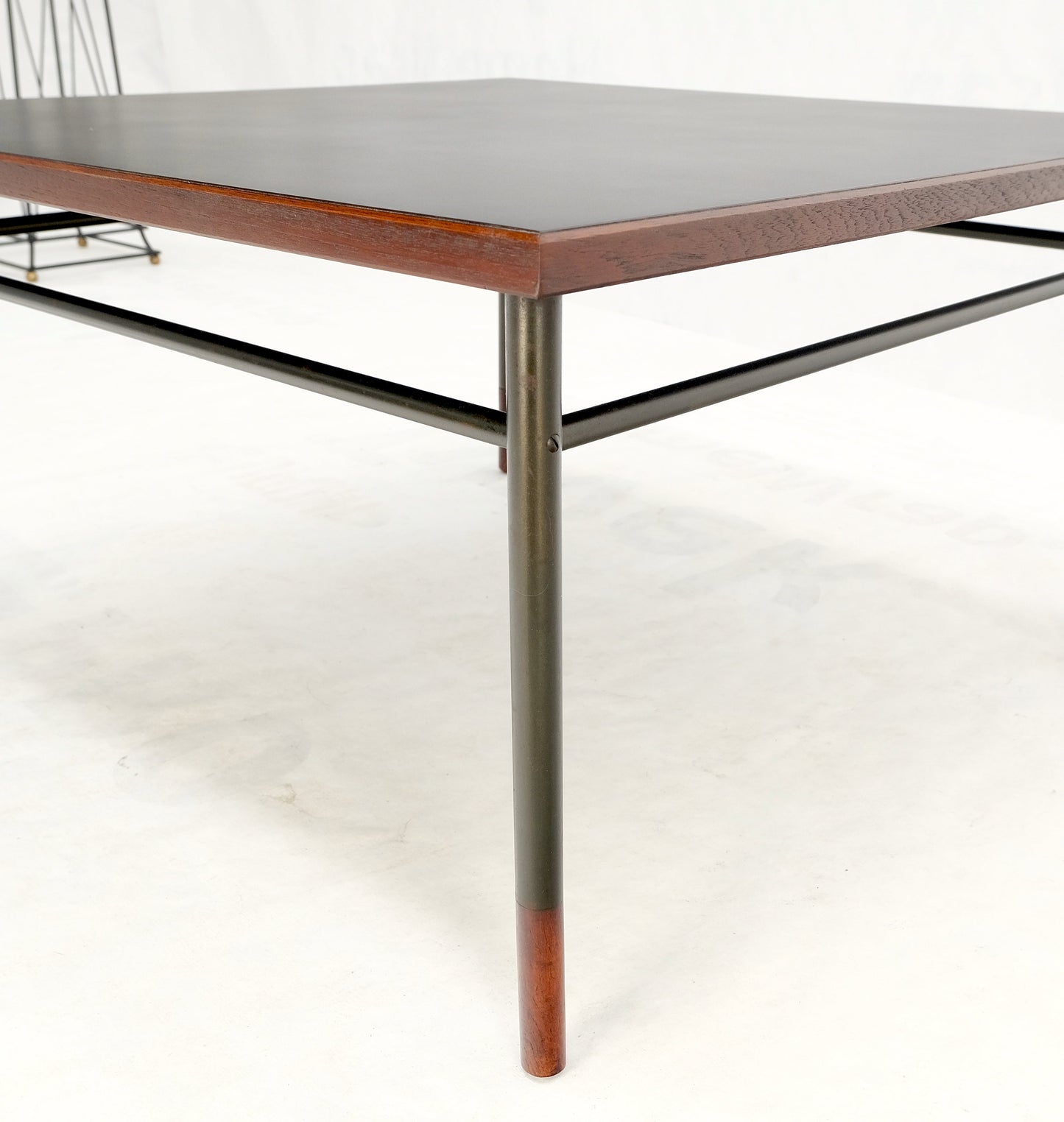 EstablishedLines Danish Mid-Century Modern Square Black Laminate and Teak Top Coffee Table MINT!