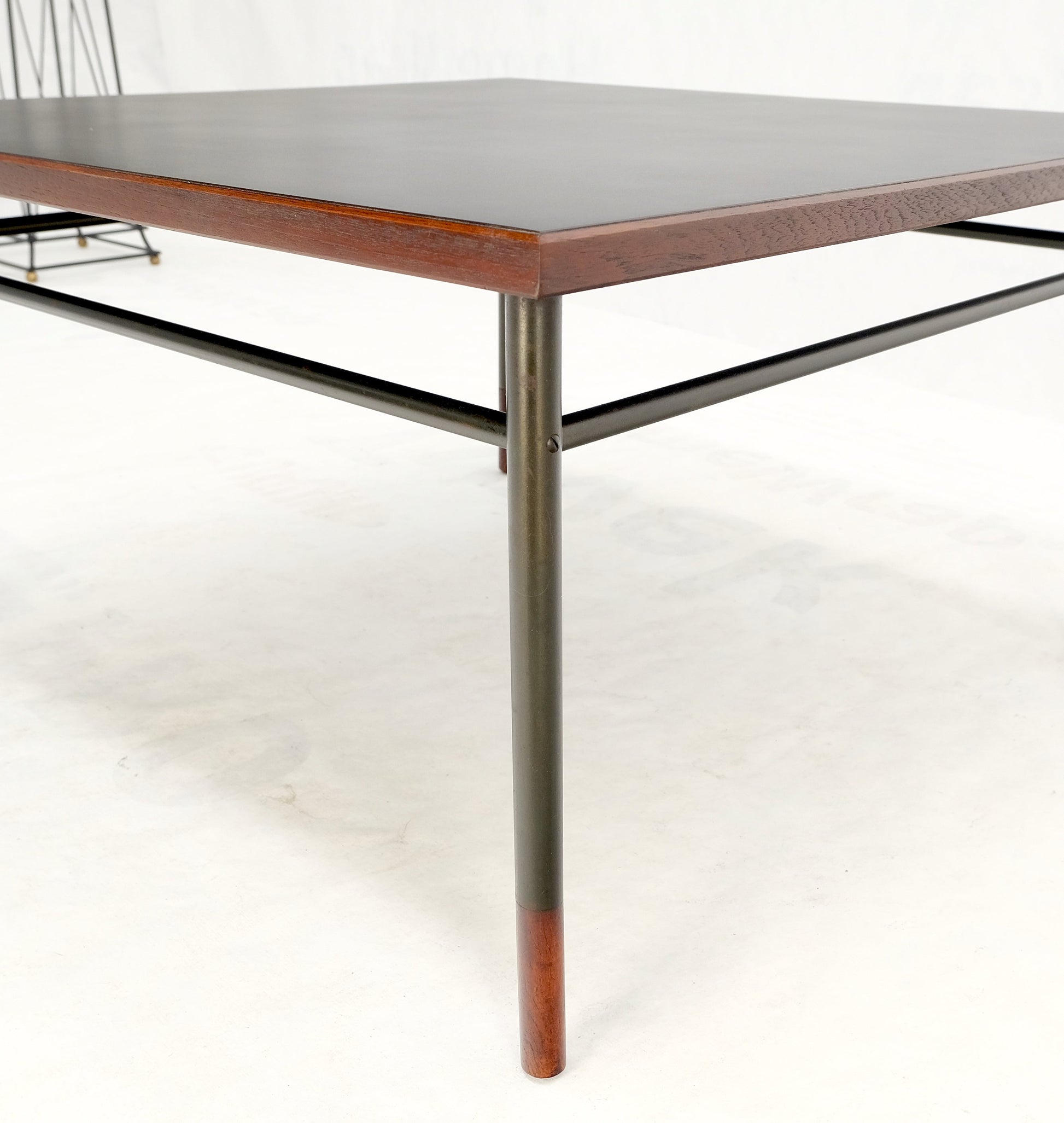 EstablishedLines Danish Mid-Century Modern Square Black Laminate and Teak Top Coffee Table MINT!