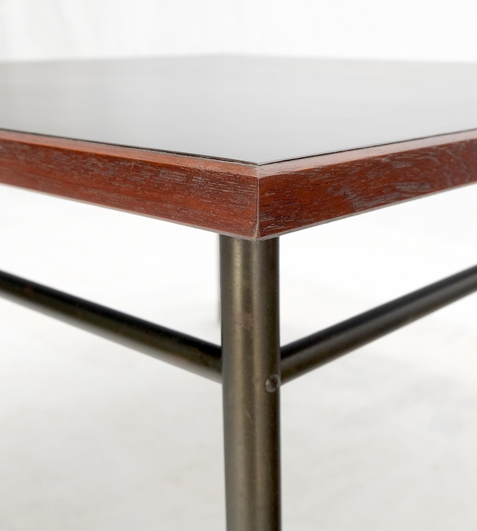 EstablishedLines Danish Mid-Century Modern Square Black Laminate and Teak Top Coffee Table MINT!