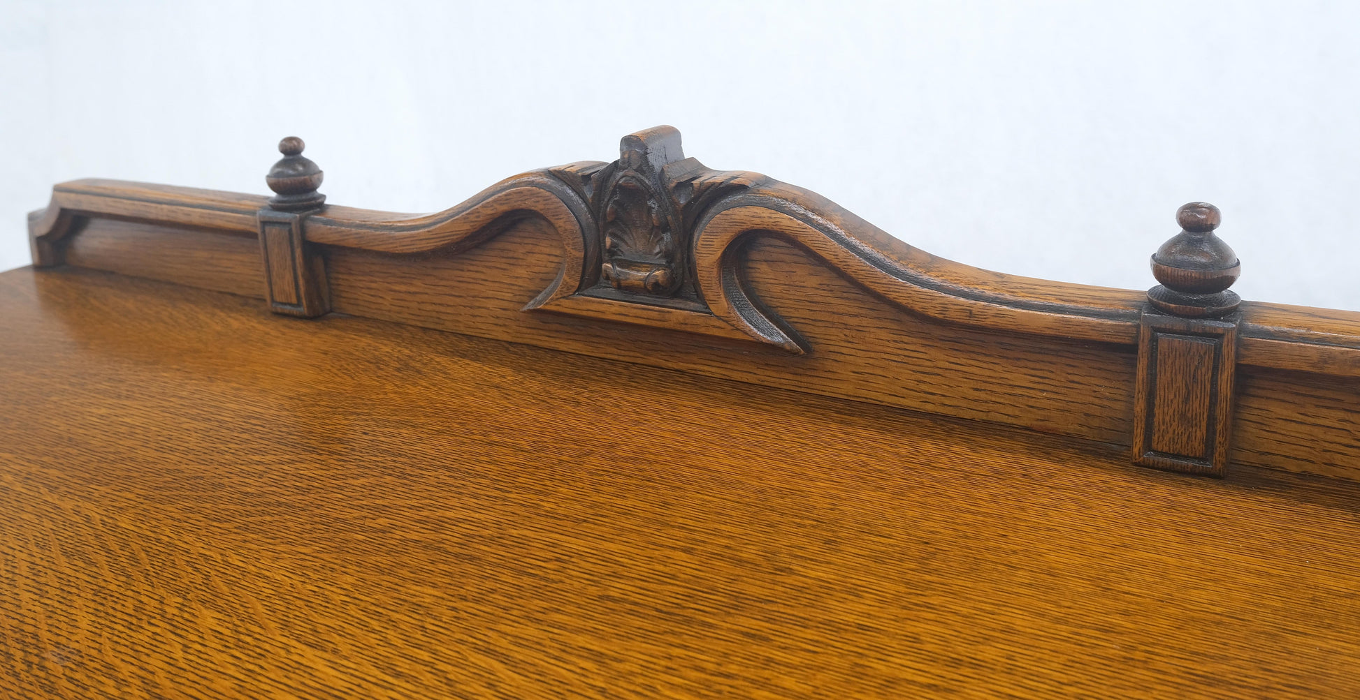 EstablishedLines Light Oak Ball Feet Glass Doors Shelves China Curio Display Cabinet Brass Key