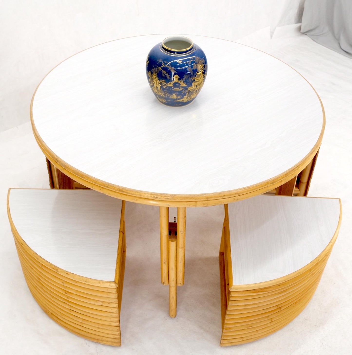 EstablishedLines Hi-Lo Convertible Reed Coffee Dinette Game Table w/ Nesting Benches Stools Chair
