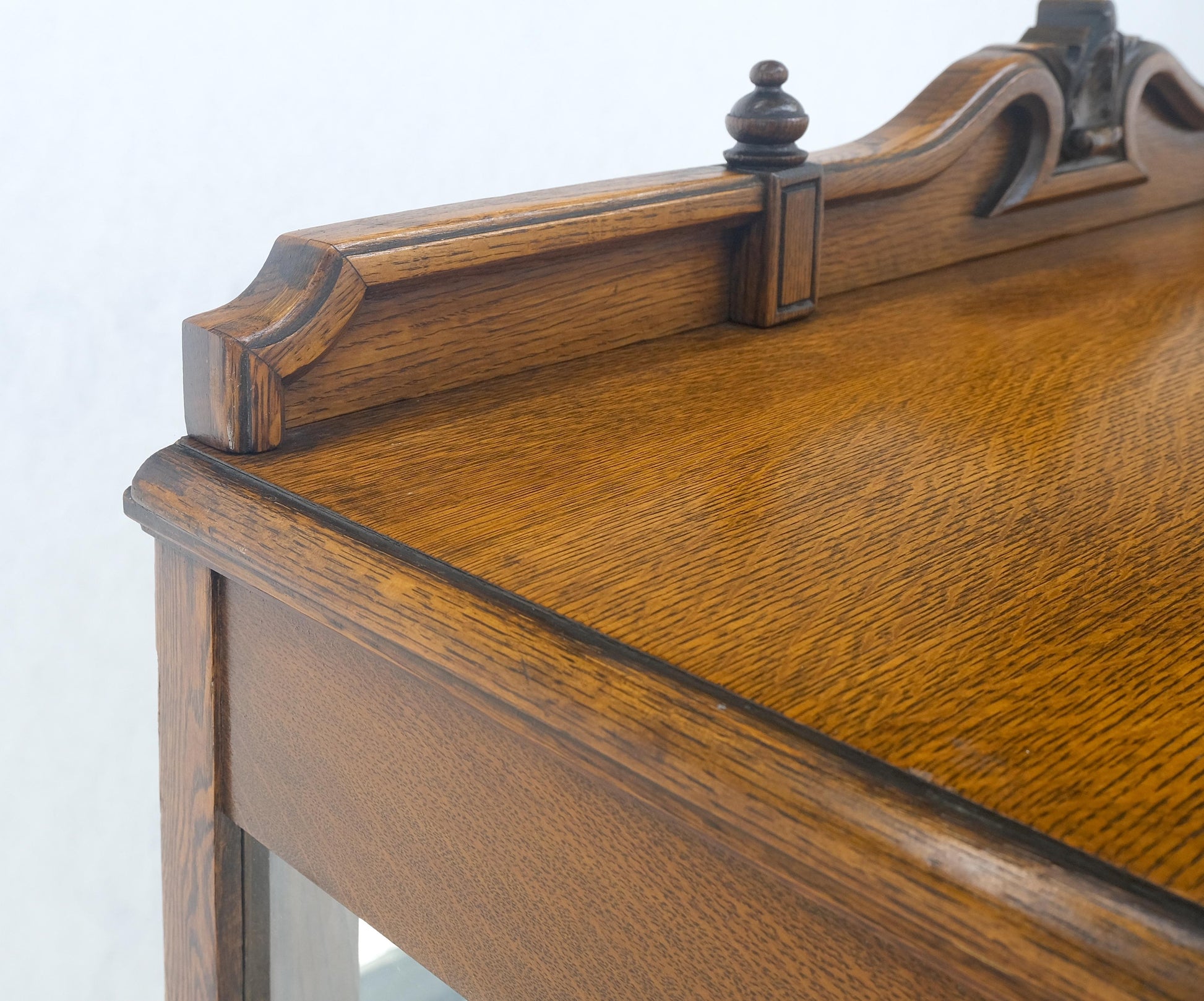 EstablishedLines Light Oak Ball Feet Glass Doors Shelves China Curio Display Cabinet Brass Key