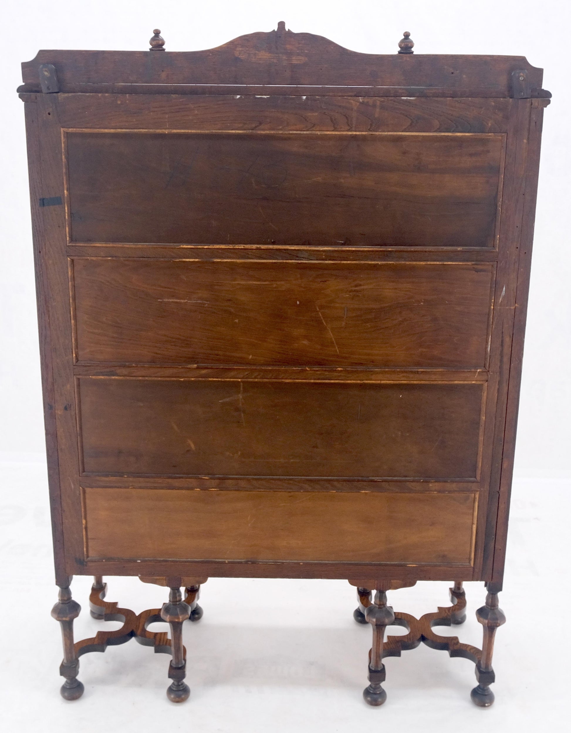 EstablishedLines Light Oak Ball Feet Glass Doors Shelves China Curio Display Cabinet Brass Key