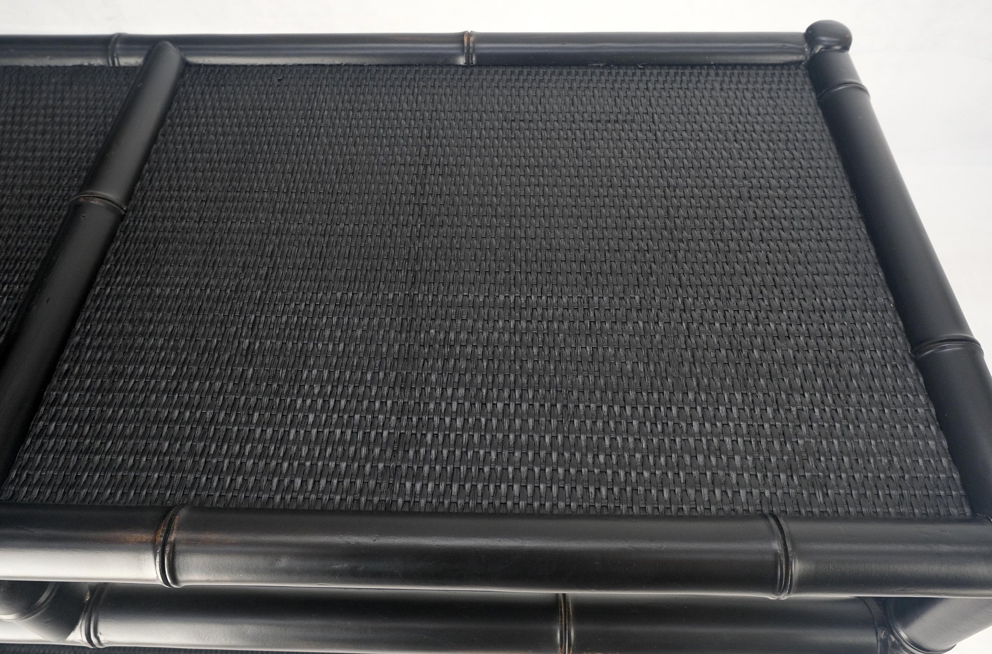 EstablishedLines Black Lacquer Bamboo Rattan 60" Long Console Sofa Table Bloomingdale's MINT!