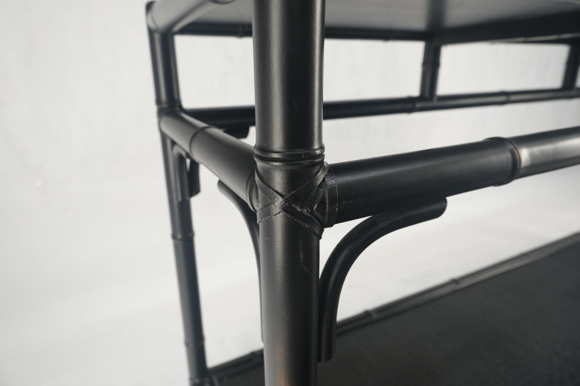 EstablishedLines Black Lacquer Bamboo Rattan 60" Long Console Sofa Table Bloomingdale's MINT!