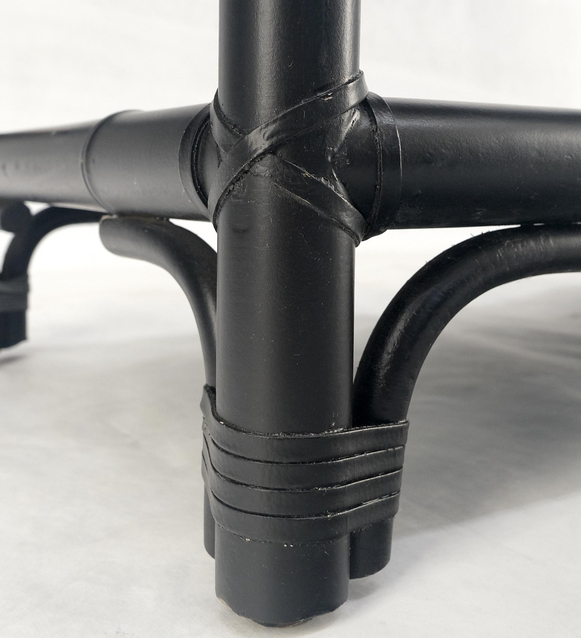 EstablishedLines Black Lacquer Bamboo Rattan 60" Long Console Sofa Table Bloomingdale's MINT!