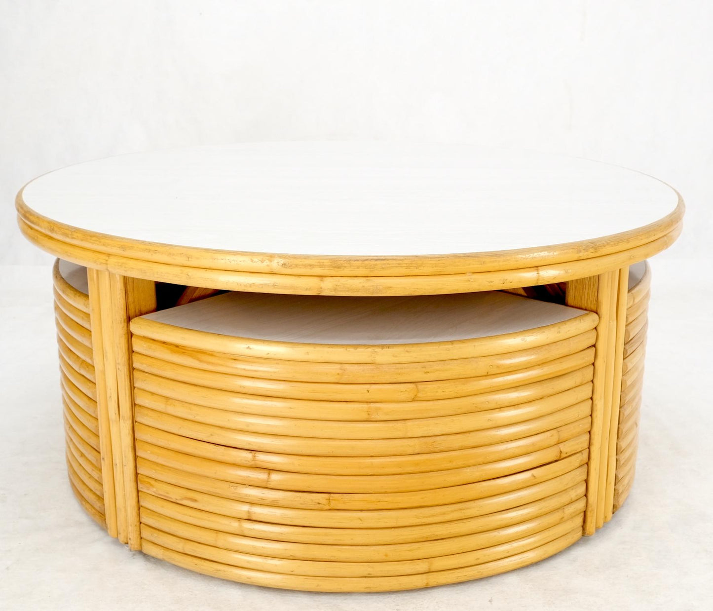 EstablishedLines Hi-Lo Convertible Reed Coffee Dinette Game Table w/ Nesting Benches Stools Chair