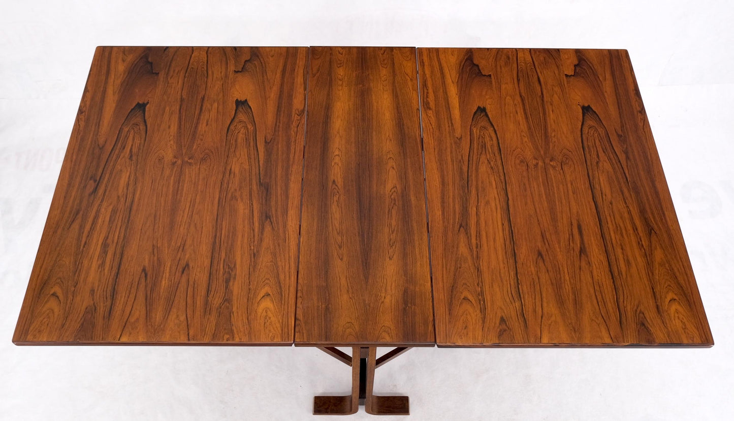 EstablishedLines Made in Norway Danish Modern Bent Rosewood Plywood Legs Drop Leaf Dining Table