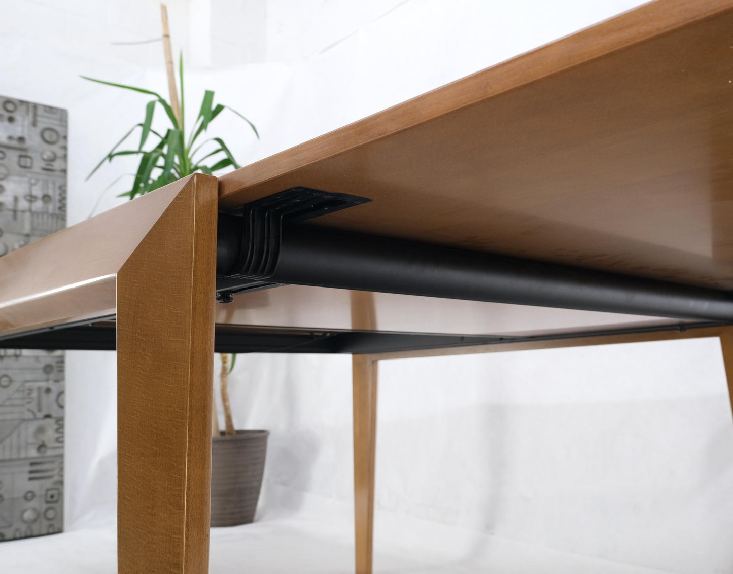 EstablishedLines Cassina Large Square Flip Top Expandable Dining Conference Table Blond Birch